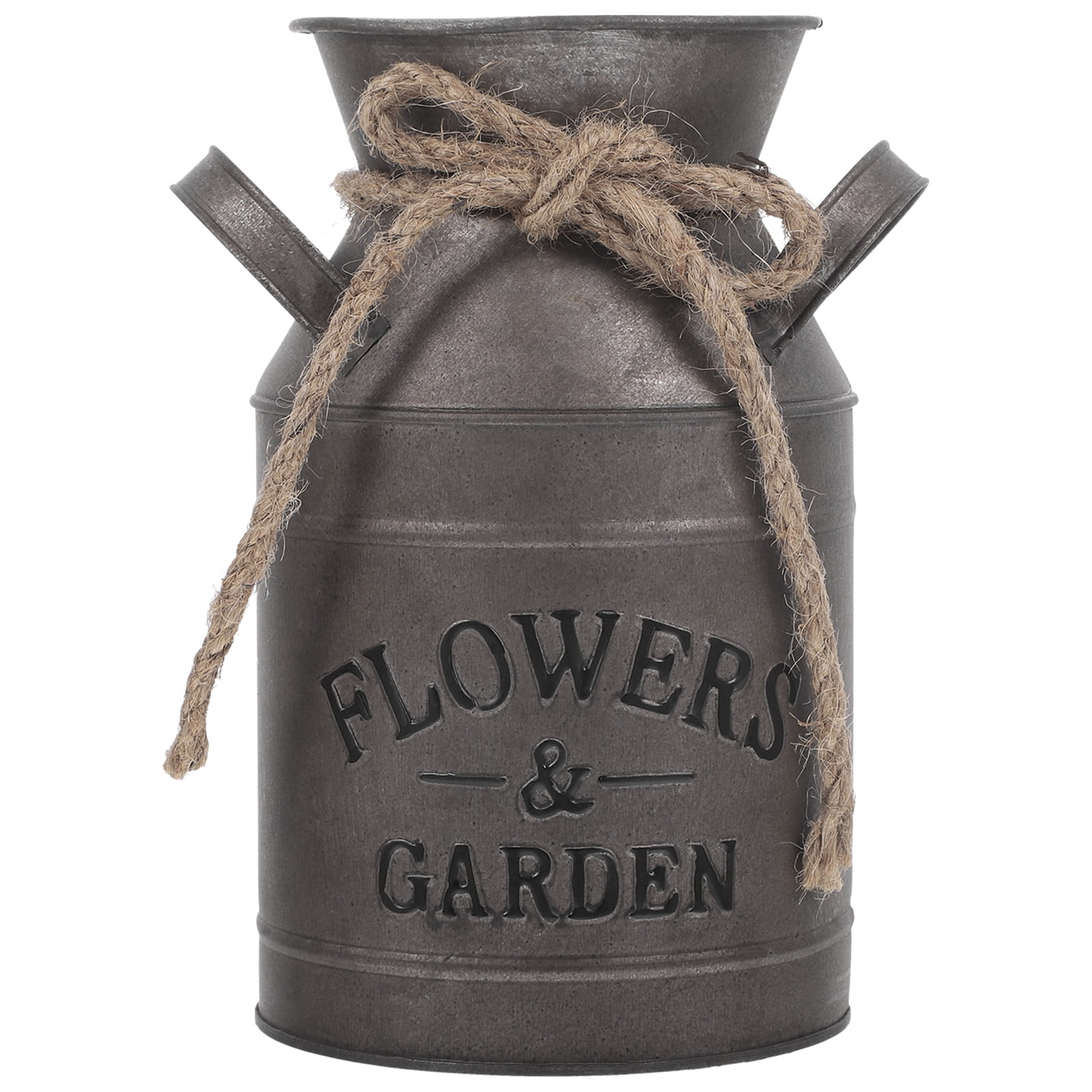 Shisuyan Rustic Dried Flower Bucket Grey Iron 1Pcs 7.47X5.89X4.44in