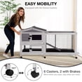thumbnail image 3 of Aivituvin 62" Rabbit Hutch with Wheels for Outdoor & Indoor, 2-Story Bunny Cage with Pull Out Tray, Chew-Proof Ramp, Waterproof Roof, 3 of 9