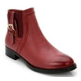 thumbnail image 2 of Ferwind Women's Ankle Booties Buckle-Strap Elastic Burgundy Adult Burgundy  8, 2 of 8