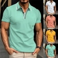 thumbnail image 3 of Men Striped Lapel Shirt Short Sleeve T Shirt Casual Loose Top Summer Button Tee, 3 of 10