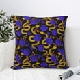 thumbnail image 4 of Yiaed Golden Snake And Purple Rose Print Pillow Covers Super Soft Decorative Square Throw Pillow Covers Case Cushion Covers for Sofa Couch Bedroom Car Decor（No pillow core）-12"x12", 4 of 7