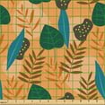 thumbnail image 2 of Ambesonne Orange Fabric by the Yard Upholstery, Vintage Jungle Leaves Plot, 10 Yards, Apricot and Dark Turquoise, 2 of 5
