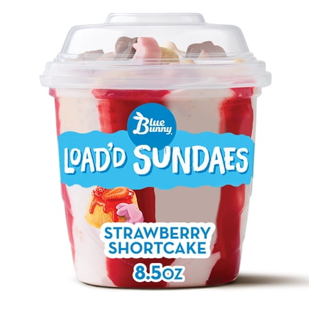 Blue Bunny Load'd Sundaes Strawberry Shortcake, Frozen Dessert, 8.5 fl oz