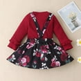 thumbnail image 3 of YEEDISON New Toddler Girl Clothes Girl Clothing Set Solid Ruffles Sleeve Tops+flower Print Suspender Skirt Cute Party Princess Dress 0-3Y, 3 of 5