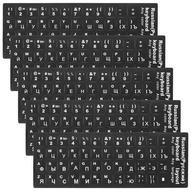 5 Feuilles Autocollants Clavier Étiquette Clavier Russe Décoration Accessoire Informatique