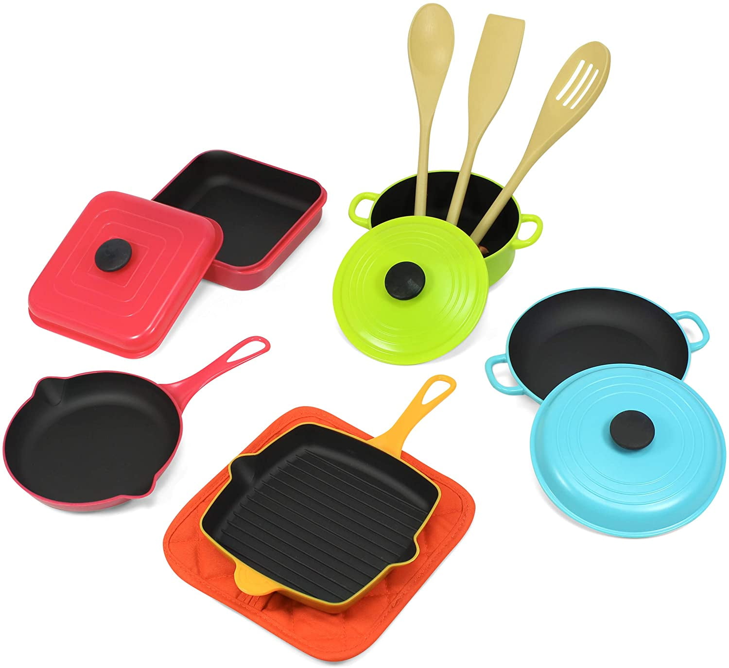 Kidzlane Multicolor Kids Play Pots and Pans for Toddlers Durable Mini Cooking Set Toy