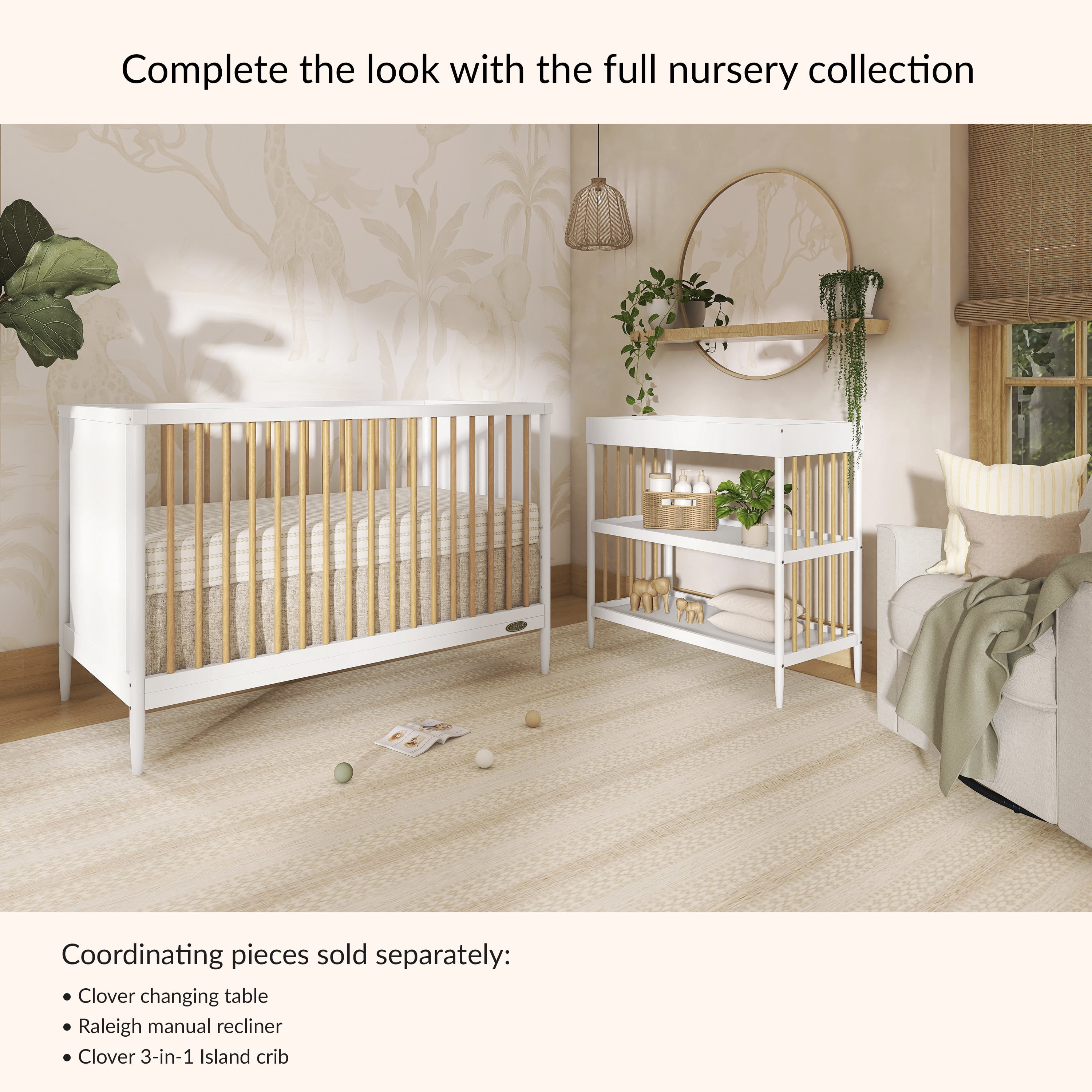 Dream On Me Sleepy Little Sloth Changing Table, Free Changing Pad Included, Natural And White
