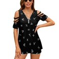 thumbnail image 2 of Mathematical Pattern New Fashion Zip Off Shoulder Top Short-Sleeve Women Shirt Creative Cross Design Geometric Geometry, 2 of 5