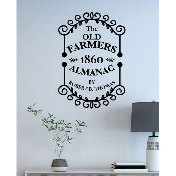 Vintage Wall Art Sticker Decoration Farmers Almanac Scroll Border Decal 23x16-Inch Black