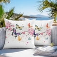 thumbnail image 4 of Outdoor Pillow Cover Colorful Butterfly Set of 2 Waterproof Throw Pillowcases Pink Flowers Decorative Patio Furniture Pillows for Couch Garden Indoor & Outdoor Use, 4 of 9