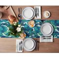 thumbnail image 3 of Table Runner Dresser Scarves 72 Inch Long, Green Teal Palm Banana Leaves Linen Dining Table Runners Watercolor Tropical Plants Tabletop Scarf for Wedding Holiday Party Kitchen, 3 of 7