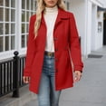 thumbnail image 2 of Women's Wool Blend Trench Coat Mid Length Double Button Front Elegant Slim Fit Overcoat For Fall Winter Casual Wear, 2 of 7