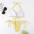 thumbnail image 5 of Traje de baño de bikini triangular de dos piezas con parte superior acolchada y lazos laterales para mujer, 5 of 5