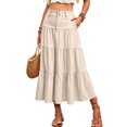 thumbnail image 2 of RFQWOVSR Women High Waist A-Line Midi Skirt Solid Color Elegant Basic Pull On Elastic Waist Lightweight Summer Casual L, 2 of 6