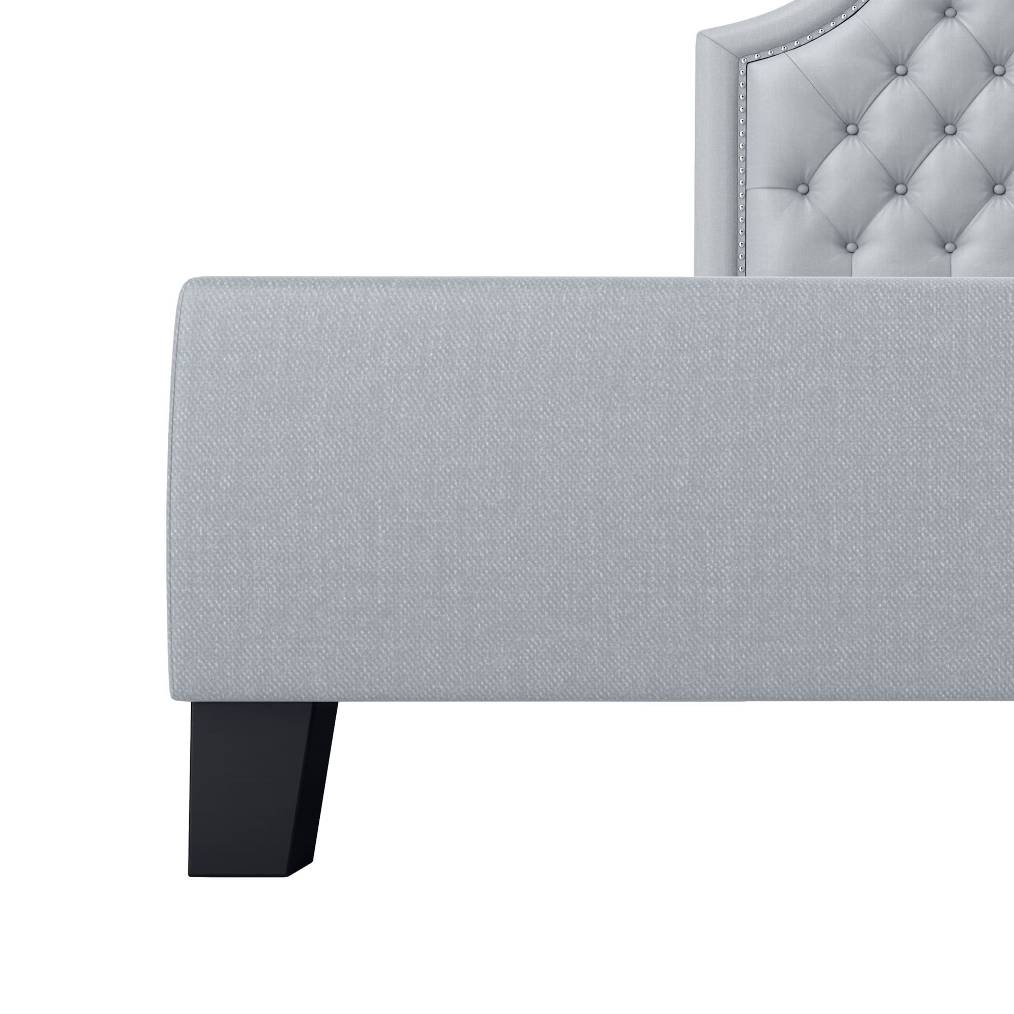 Uforic Queen Size Bed Frame with Adjustable Headboard, Upholstered Tufted Platform Bed Frame, Gray