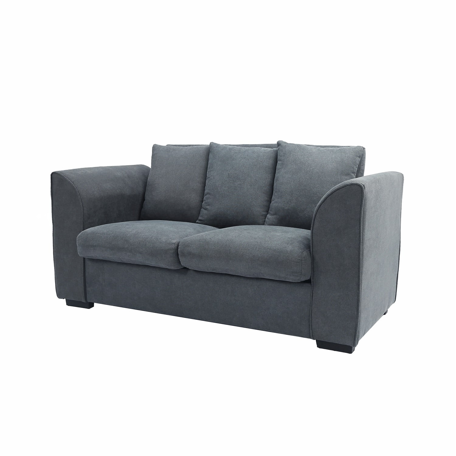 Kadyn Upholstered Fabric Sofa, Modern Upholstered Linen Fabric Sofa with pillow, Fabric Sofa Couch for Living Room, Dark Grey