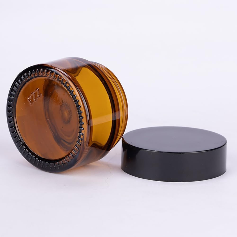 LUU-6 Pcs Amber Glass Cosmetic Containers Face Cream Jars Empty Refillable Lotion Container Travel Portable Makeup Bottles Small Sample Pots 20ml_SAI