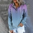 thumbnail image 2 of Hvyesh Tie Dye Hoodie Women Drawstring Button down Drop Shoulder Hooded Sweatshirts Loose Long Sleeve Sweater Purple,L, 2 of 6