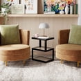 thumbnail image 4 of Permory Glass 3-Tier S-Shaped Side Table with LED Strip, Black End Table for Living Room & Bedroom, 4 of 10