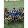 thumbnail image 3 of Outdoor Tablecloth with Umbrella Hole and Zipper, Christmas Snowflakes Square Table Cloth 54x54 Inch Waterproof Tablecloth, Winter Xmas Flower Navy Blue Picnic Table Cover for Patio Camping, 3 of 7