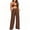 Brown, variant on IUYRTFE Women One Shoulder Sleeveless Top and Wide Leg Pants Set Solid Color 2 Piece Outfit for Vacation Party