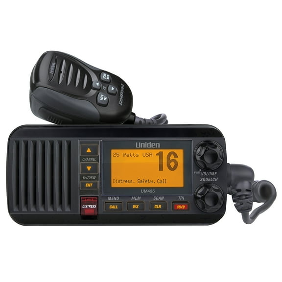 Uniden 25W 1-Channel Fixed Mount VHF Marine Radio, Black, UM435