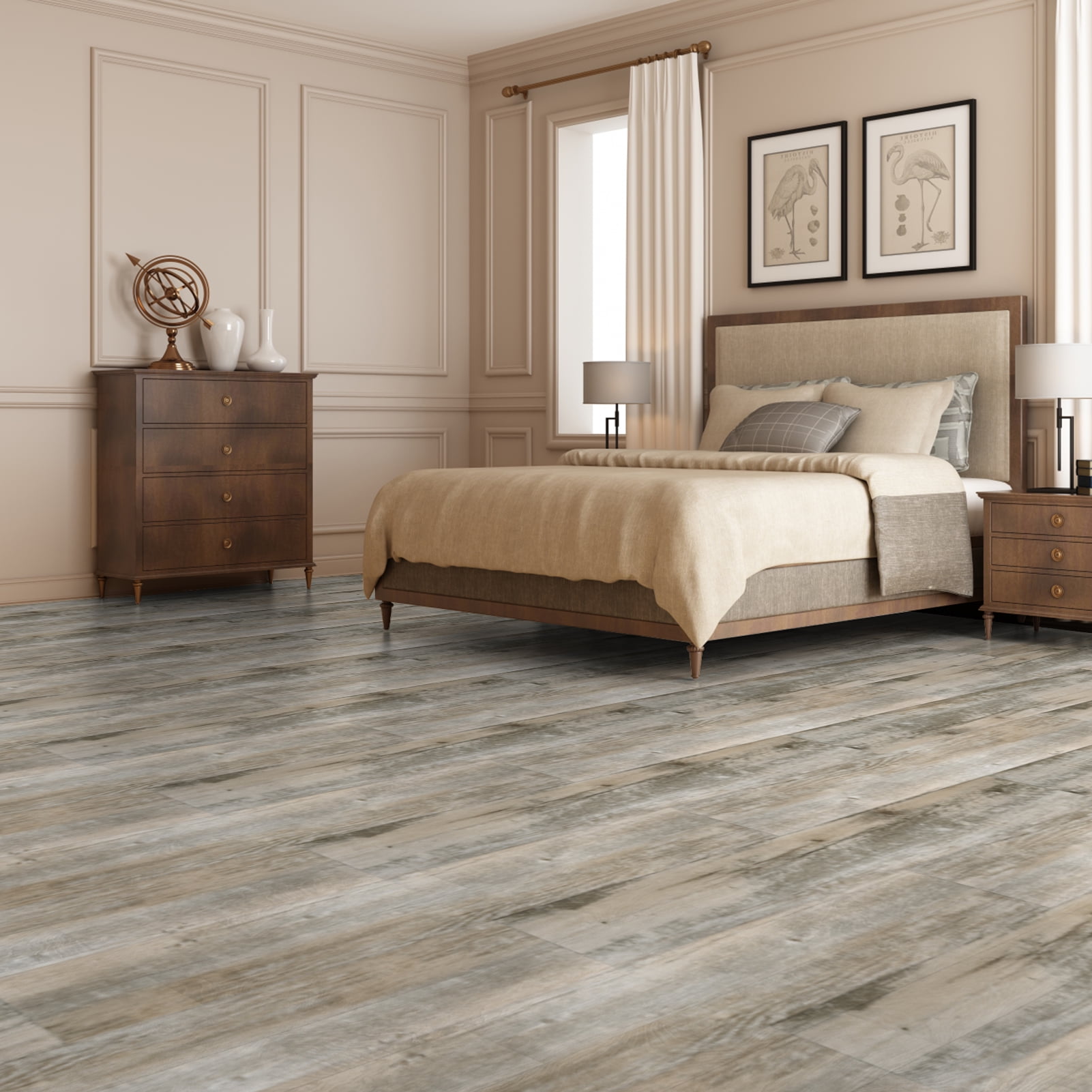 Self-adhesive 6" x 36" x 0.05" Luxury Vinyl Plank(36 pack)
