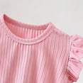 thumbnail image 5 of yillto Girls Ribbed Shirts Ruffle Sleeve Lightweight Knit Summer Cute Tops Round Neck Plain Tshirts, 5 of 6