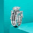 thumbnail image 5 of AnuClub Cushion Cut Moissanite Engagement Rings Bridal Set 4.52cttw(3CT Center Stone) D Color VVS1 925 Sterling Silver 3-in-1 Wedding Promise Ring for Women with Certificate, 5 of 8