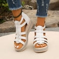 thumbnail image 5 of Yuanlong Women's Gladiator Sandals Platform Wedge Sandals Open Toe Back Zipper Solid Color Stylish Holiday Shoes, 5 of 7