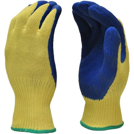 Memphis 100% Kevlar Gloves (G & F Cut-Resistant 100 Percent Kevlar Gloves, Heavy-Weight Textured Blue latex-coated Palm, Large, 1)