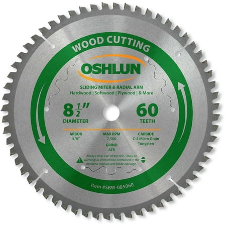 80t Atb Thin - SBW-085060 8-1/2-Inch 60 Tooth Negative Hook Finishing ATB Saw Blade with 5/8-Inch Arbor for Sliding Miter Saws, Thin Kerf for Fast Cuts By Oshlun