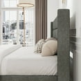 thumbnail image 5 of Allewie Queen Size Channel Wingback Wood Platform Bed with Storage, Dark Grey, 5 of 12