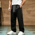 thumbnail image 2 of vdgthytj Casual Pants for Men Drawstring Elastic Waist Straight Leg Loose Vintage Fashion Trousers with Pockets(XX-Large,Black), 2 of 7