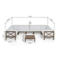 thumbnail image 4 of GDF Studio Isabella Outdoor 9 Seater Acacia Wood Sectional Sofa Set, Gray and White, 4 of 15