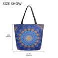 thumbnail image 5 of Open Top Canvas Tote Bag with Zipper Reusable Shopping Bag 13.5x15" Roomy Carryall Blue Kaleidoscopic Pattern, 5 of 9