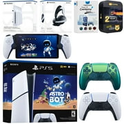 Sony PlayStation 5 Astro Bot Slim Digital Bundle with Disc Drive, Pulse Elite Headset, Extra Controller, PlayStation Portal, MightySkins Voucher and 2 Year Extended Warranty - Chroma Teal