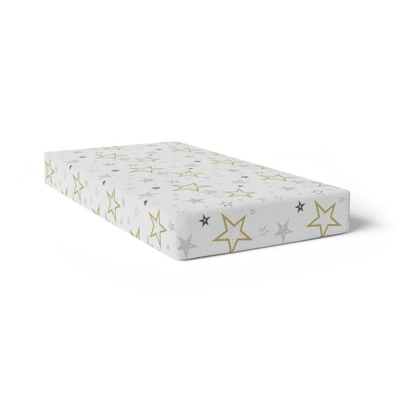Kushies Crib sheet Breathable, 100% soft Cotton Percale Neutral Unisex for Baby boys and girls - Multi Golden Star