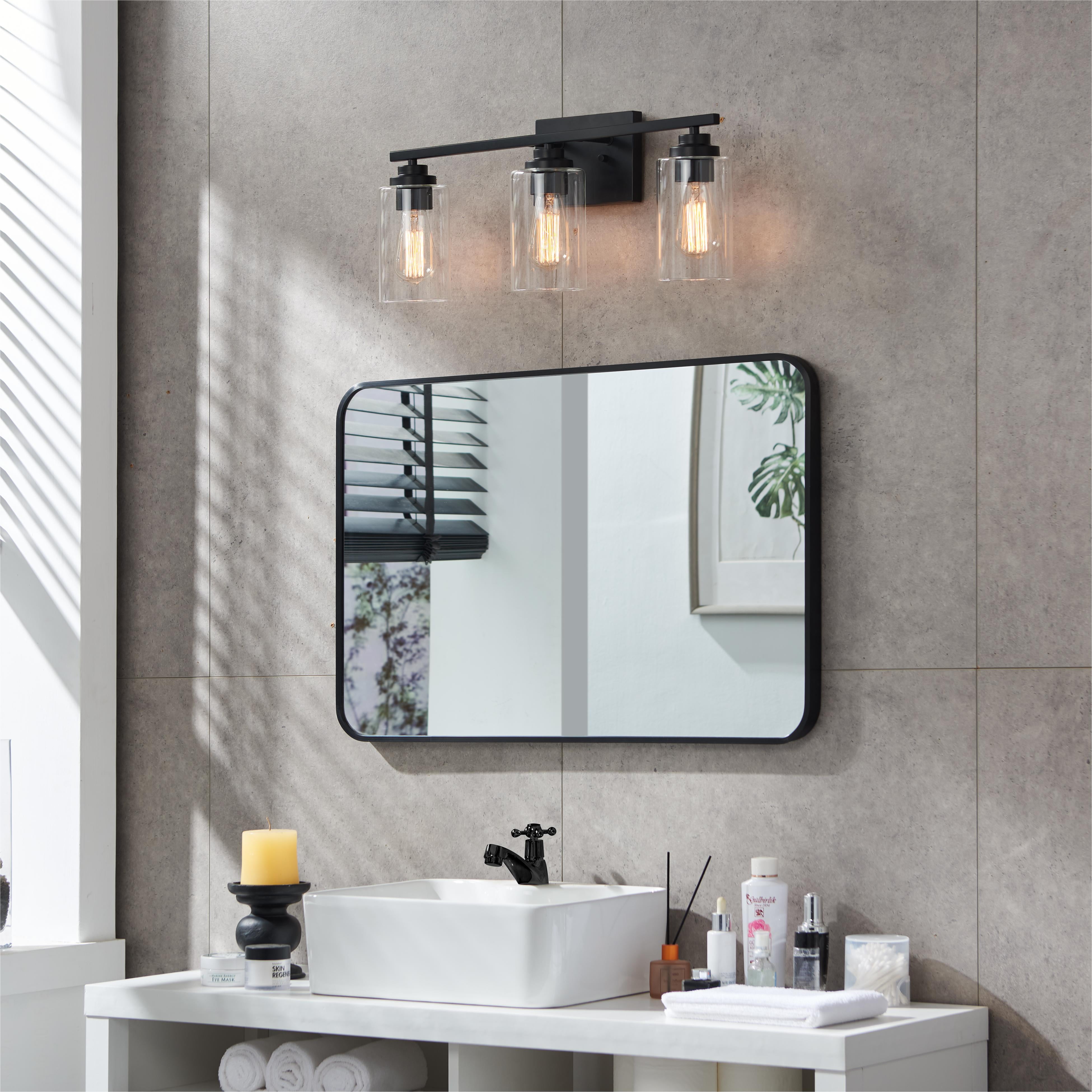 Kyrid Modern 3 Light Fixtures Bathroom Vanity Light with Glass Shade,  Wall Lamp for Mirror Living Room Hallway