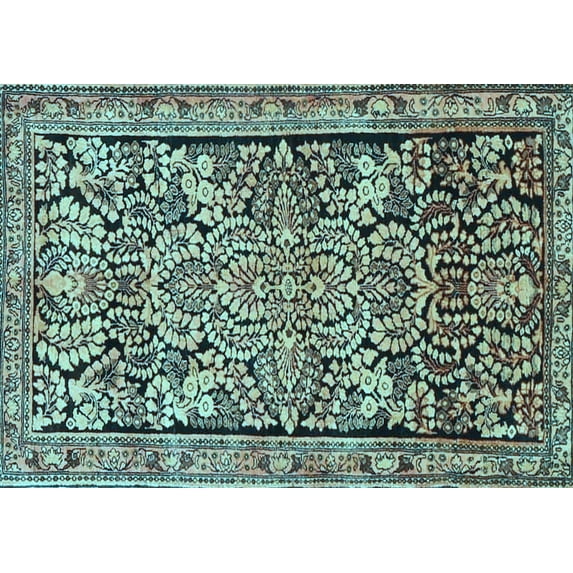 Ahgly Company Indoor Rectangle Persian Light Blue Traditional Area Rugs, 3' x 5'