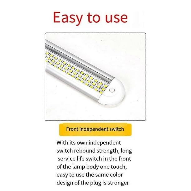 120LED Car Interior Light Bar Strip with ON/OFF Switch for Truck RV Van Lorry Boat Motorhome Reading Lamp 12V-85V 2Pc