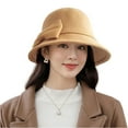 thumbnail image 2 of Women's Winter Bucket Hat Wide Brim Vintage Design Warm Autumn Winter Headwear Beige One Size, 2 of 3