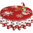 thumbnail image 1 of Nappe de Noël Rouge Ronde 60 Pouces Lavable Réutilisable Flocon de Neige pour Décoration de Table de Fête, 1 of 6