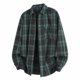 thumbnail image 1 of Blusa y camisa de manga larga con cuello vuelto para hombre, blusa informal a cuadros a la moda con botones y cuello vuelto, blusa de poliéster para hombre, 1 of 4