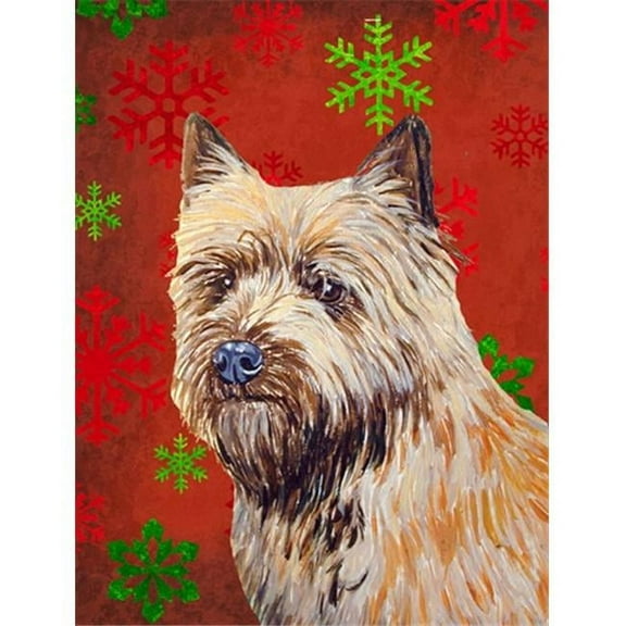 11 x 15 In. Cairn Terrier Red And Green Snowflakes Holiday Christmas Flag, Garden Size