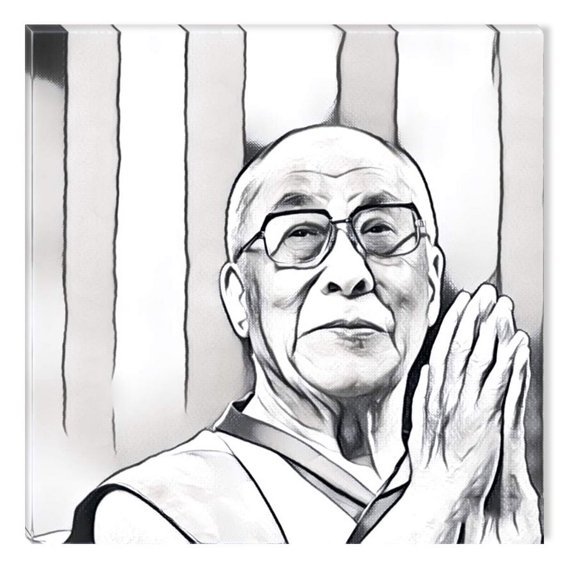 Startonight Canvas Wall Art Black and White Abstract Dalai Lama Celebrity Prisma, Dual View Surprise Artwork Modern Framed Ready to Hang Wall Art 100% Original Art Painting 31.50 X 31.50 inch