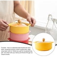 thumbnail image 4 of Ceramic Soup Bowl With Handles And Lid Ceramic Serving Bowl Set for Soup Instant Noodles Soup Mug Modern Simple Style Cereal Bowl Table Decoration Yellow, 4 of 5