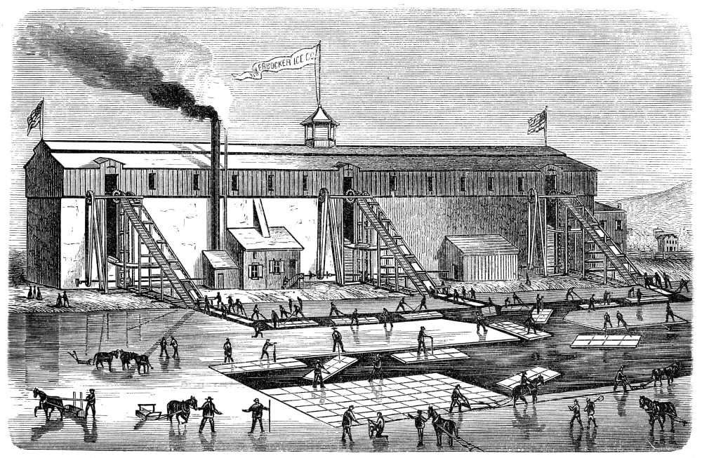 Ice Harvesting 1846 Nice Cutting And Storage At Rockland Lake New York
