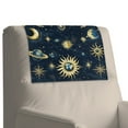 thumbnail image 2 of COEQINE Recliner Headrest Cover Faux Leather Couch Headrest Cover Furniture Slipcover with Adhesive Backed Hook and Loop Straps for Living Room, 17x27 Inch, Sun Moon Star Planet, 3 Pieces, 2 of 7