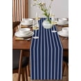 thumbnail image 4 of Table Runner Dresser Scarves 72 Inch Long,Nautical Navy Blue and White Stripe Linen Dining Table Runners Modern Minimalist Art Tabletop Scarf for Wedding Holiday Party Kitchen, 4 of 9